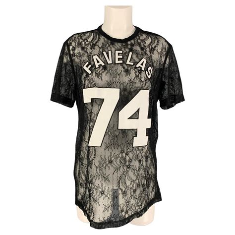 GIVENCHY Fall 2014 Size S Black White Favelas 74 Lace Crew 